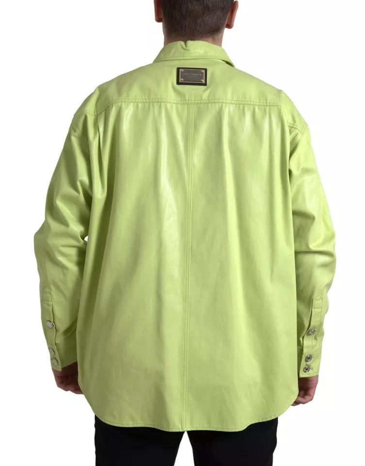 Dolce & Gabbana Yeşil pamuklu yakalı ve rahat düğmeli gömlek